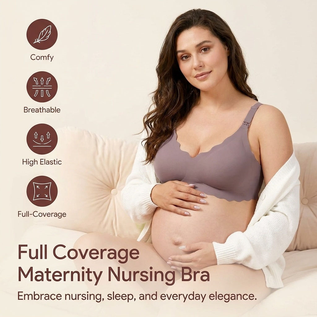 Nursing Bra Sleep - บราให้นมบุตรไซส์ใหญ่พิเศษ 3XL แบบเปิดด้านหน้า ไม่มีโครง ใส่สบายสำหรับคุณแม่ตั้งครรภ์และให้นมบุตรหลังคลอด ชุดชั้นในสำหรับใส่นอน