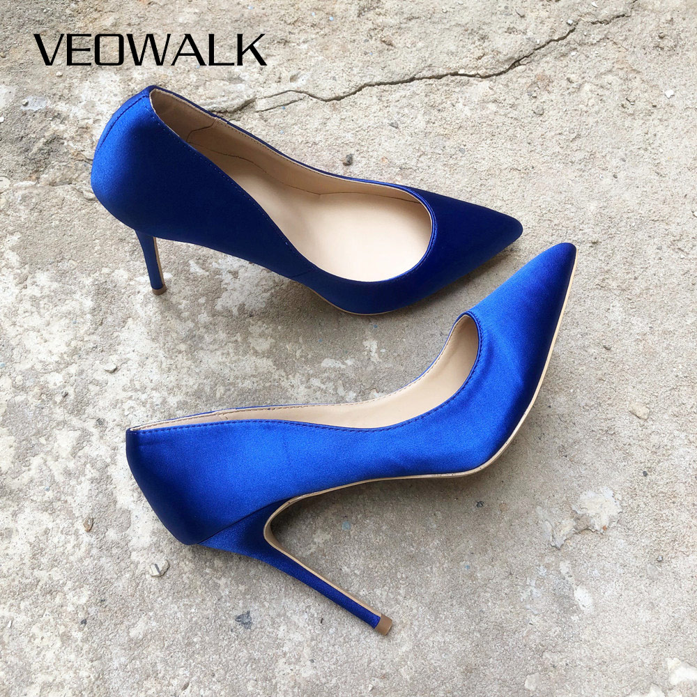 Veowalk Royal Blue ผู้หญิงผ้าไ - Slip Dress Satin บทวิจารณ์และราคา