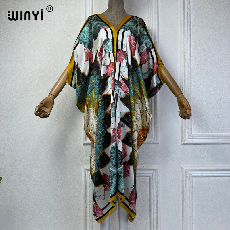 Winyi ชุดเดรสคอวีสไตล์แอฟริกัน - Robe Silk Women บทวิจารณ์และราคา