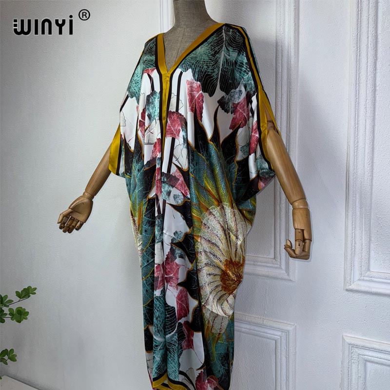 Winyi ชุดเดรสคอวีสไตล์แอฟริกัน - Robe Silk Women บทวิจารณ์และราคา