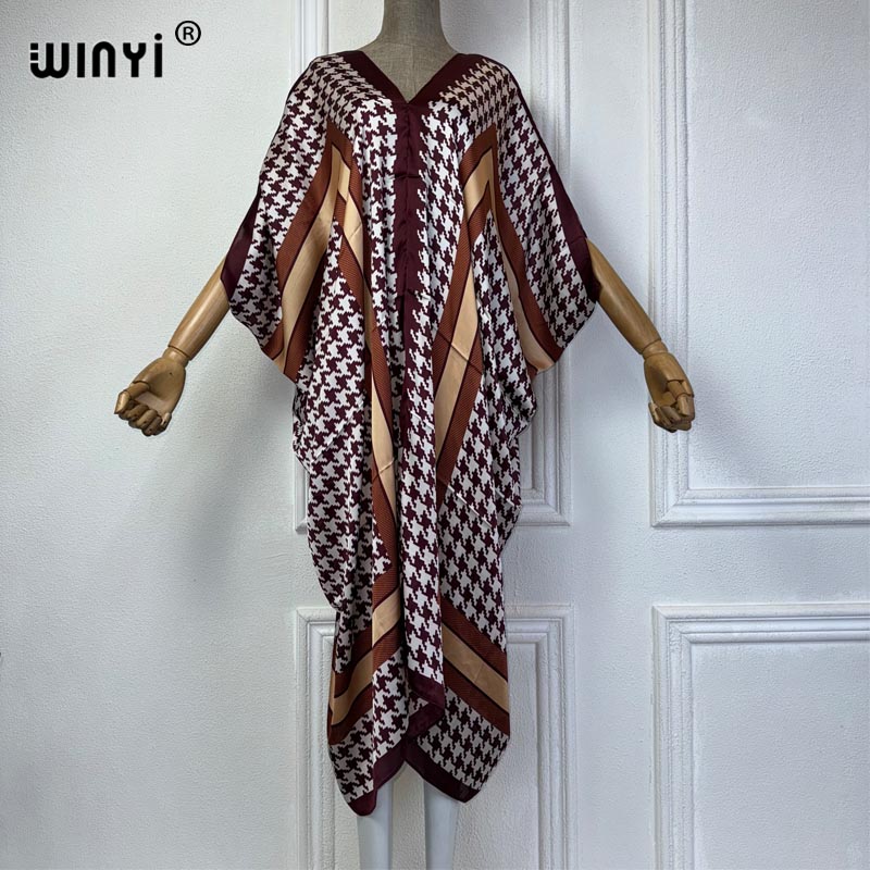 Winyi ชุดเดรสคอวีสไตล์แอฟริกัน - Robe Silk Women บทวิจารณ์และราคา