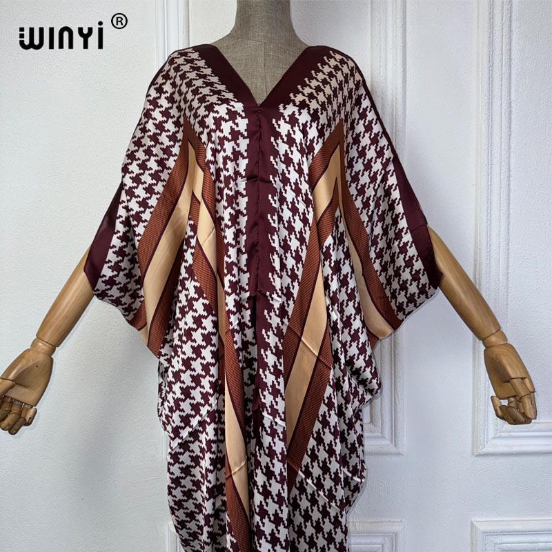 Winyi ชุดเดรสคอวีสไตล์แอฟริกัน - Robe Silk Women บทวิจารณ์และราคา