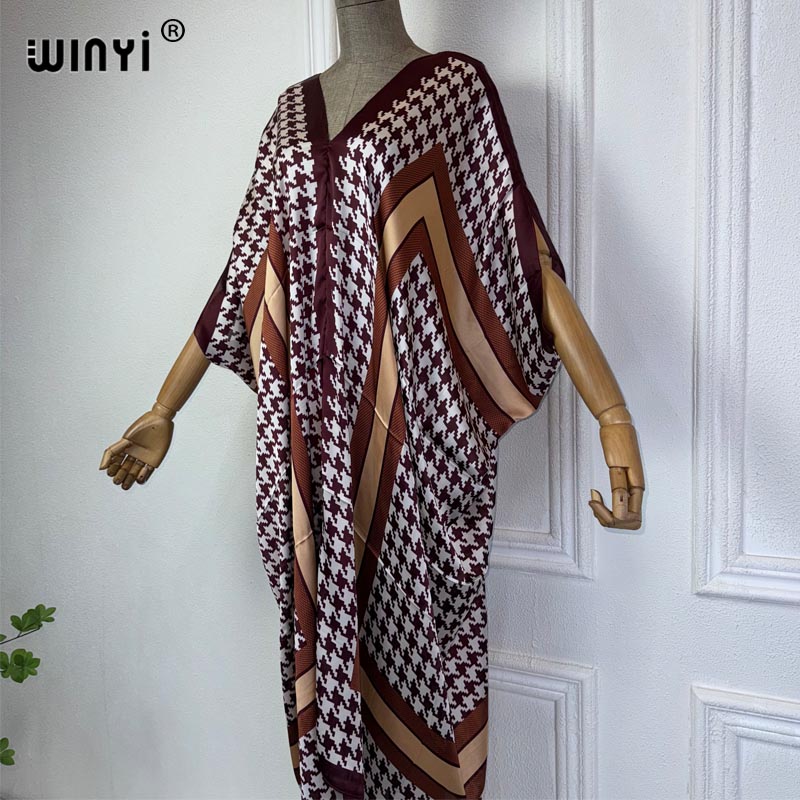 Winyi ชุดเดรสคอวีสไตล์แอฟริกัน - Robe Silk Women บทวิจารณ์และราคา