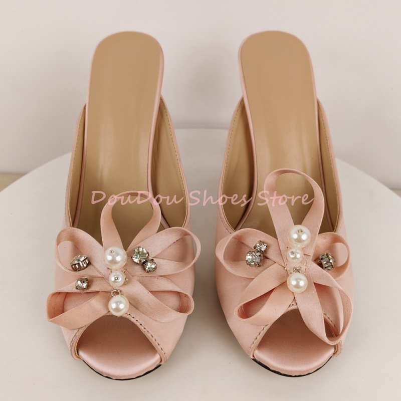 รองเท้าแตะส้นสูงแบบสวม หัวเปิด - Slip Dress Satin บทวิจารณ์และราคา